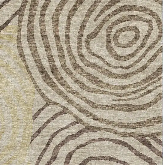 Brown Beige And Taupe Abstract Washable Area Rug With UV Protection Photo 4