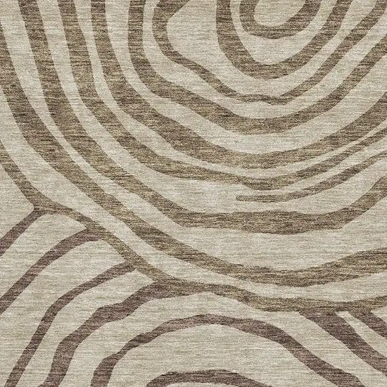 Brown Beige And Taupe Abstract Washable Area Rug With UV Protection Photo 3