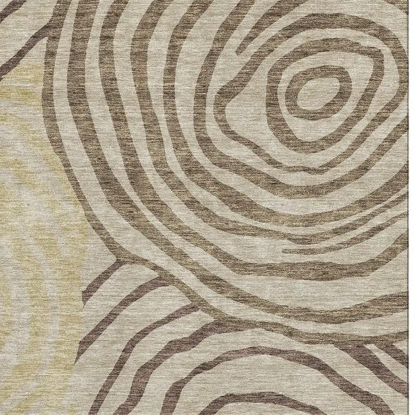 Brown Beige And Taupe Abstract Washable Area Rug With UV Protection Photo 4