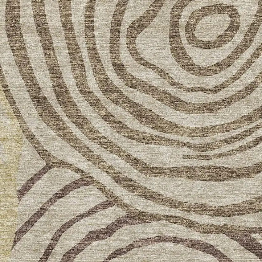 Brown Beige And Taupe Abstract Washable Area Rug With UV Protection Photo 3