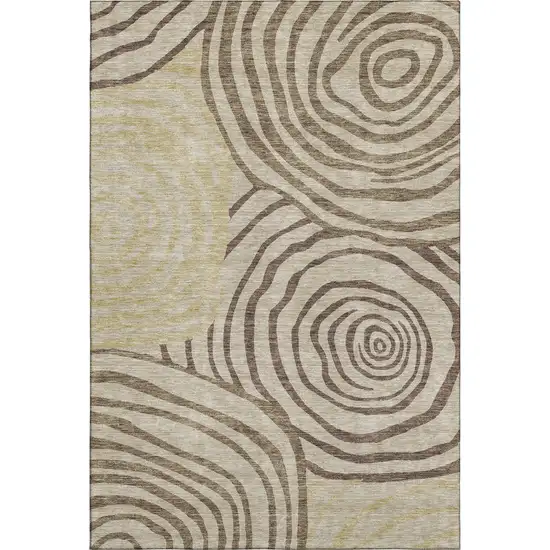 Brown Beige And Taupe Abstract Washable Area Rug With UV Protection Photo 1