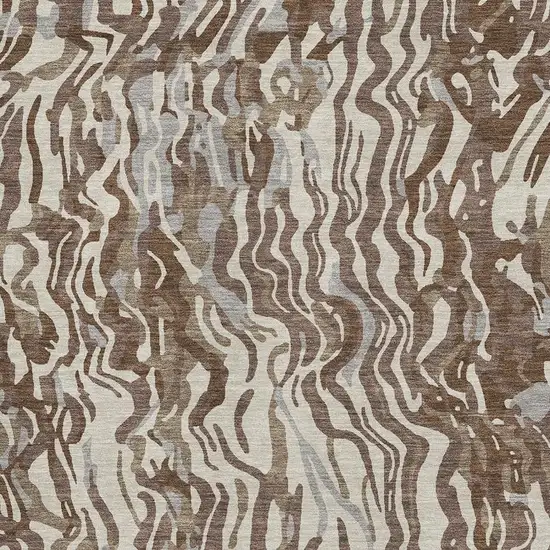 Brown Beige And Taupe Abstract Washable Area Rug With UV Protection Photo 2