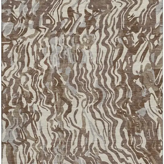 Brown Beige And Taupe Abstract Washable Area Rug With UV Protection Photo 3
