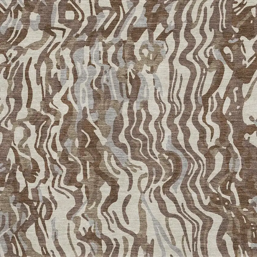 Brown Beige And Taupe Abstract Washable Area Rug With UV Protection Photo 2