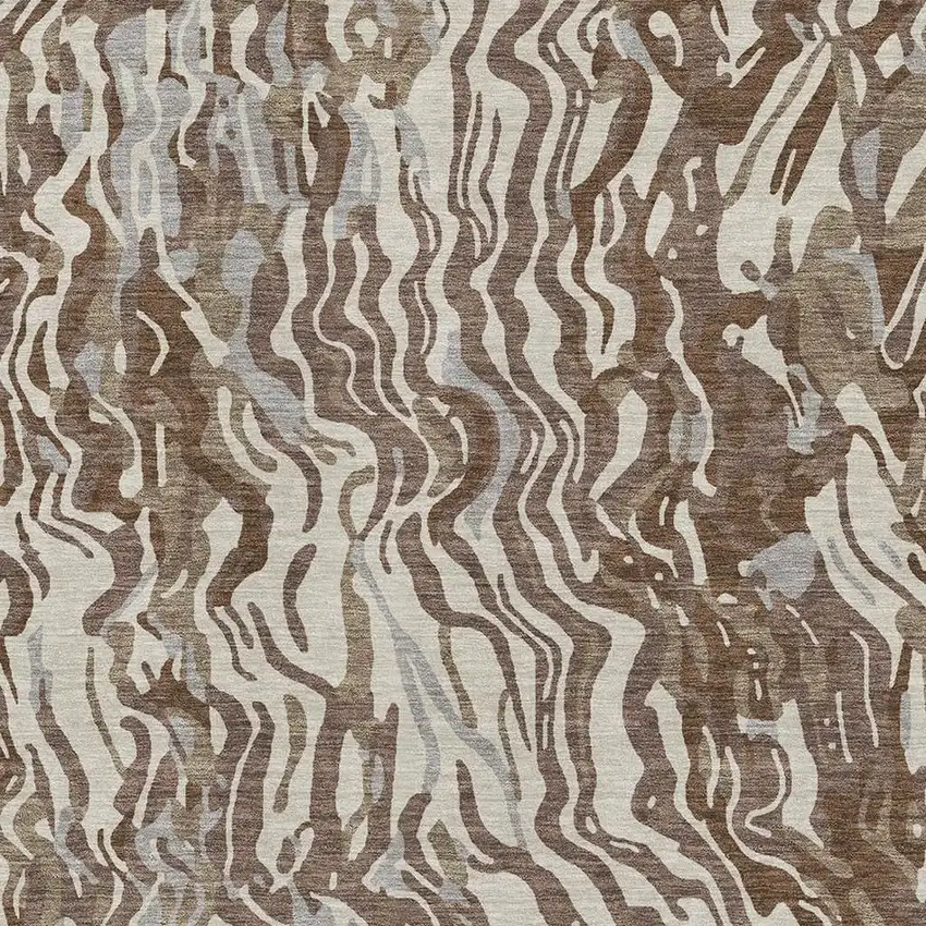 Brown Beige And Taupe Abstract Washable Area Rug With UV Protection Photo 2