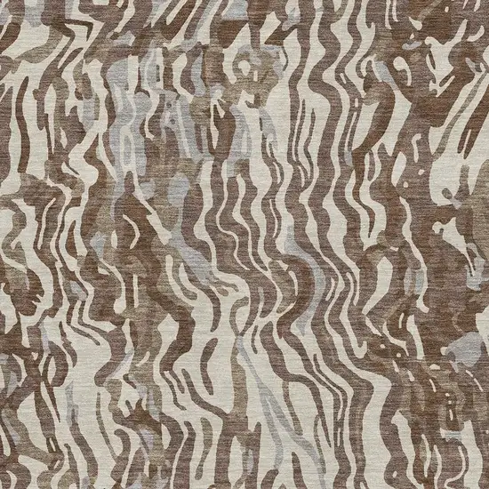 Brown Beige And Taupe Abstract Washable Area Rug With UV Protection Photo 2