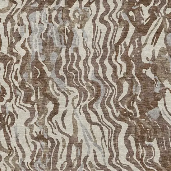 Brown Beige And Taupe Abstract Washable Area Rug With UV Protection Photo 2