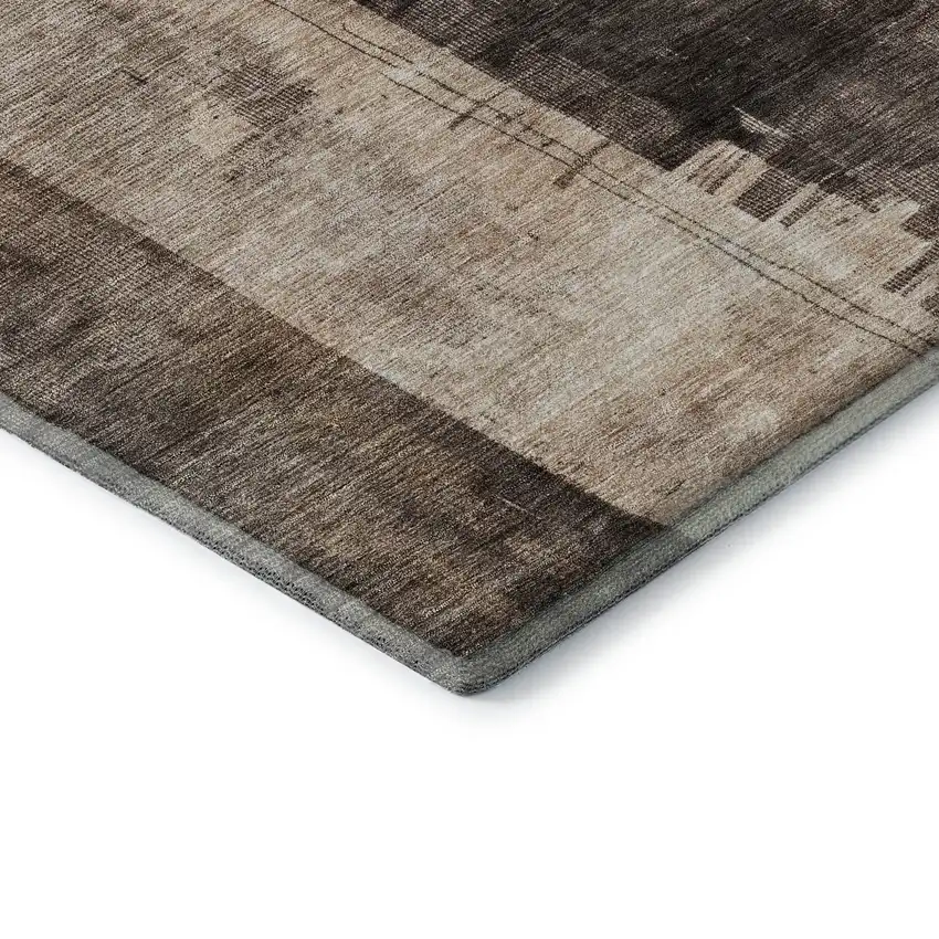 Brown Beige And Taupe Abstract Washable Area Rug With UV Protection Photo 5