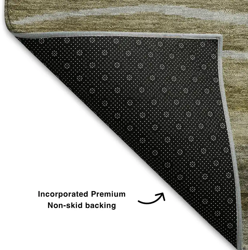 Brown Beige And Taupe Abstract Washable Area Rug With UV Protection Photo 7