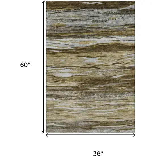Brown Beige And Taupe Abstract Washable Area Rug With UV Protection Photo 9