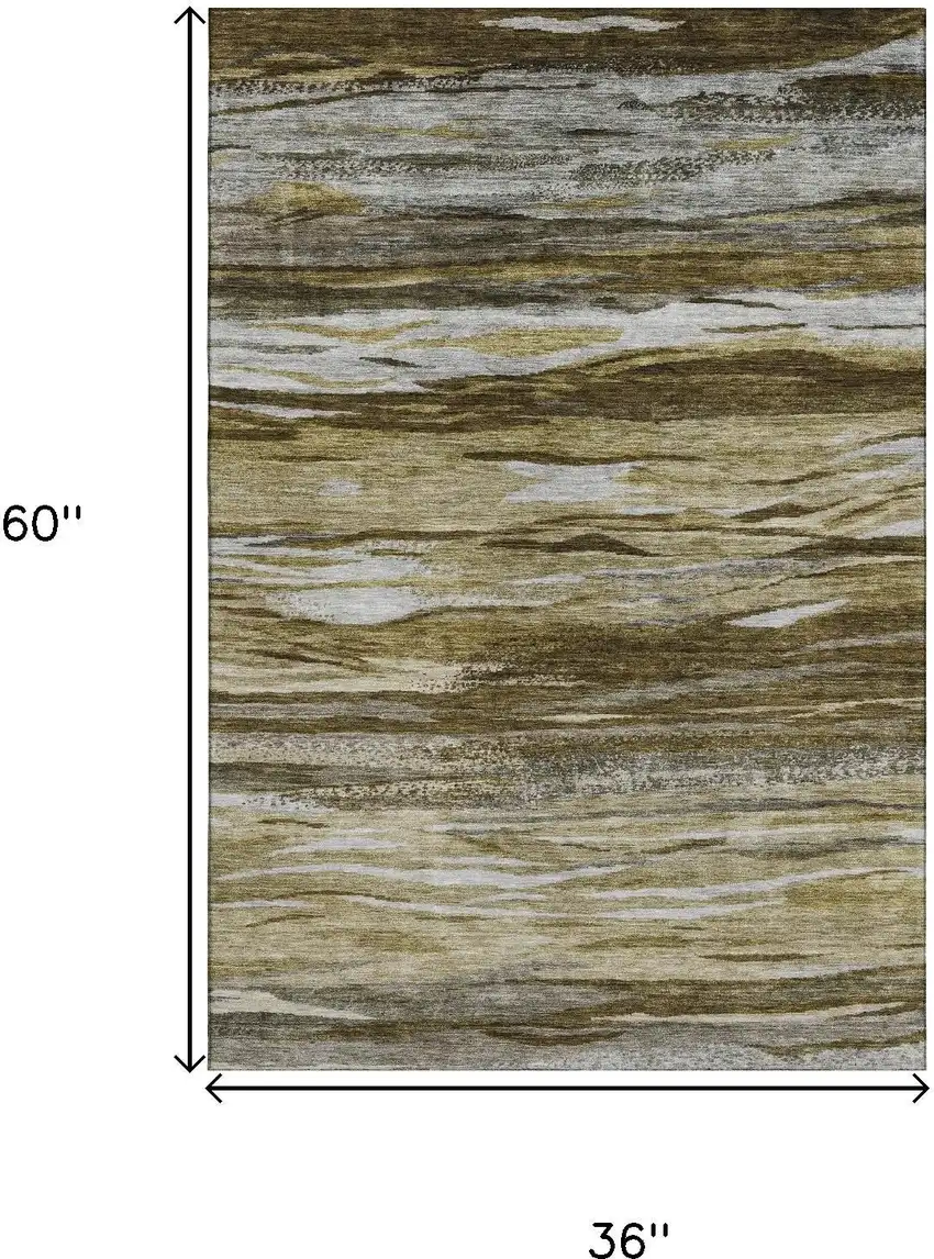 Brown Beige And Taupe Abstract Washable Area Rug With UV Protection Photo 9