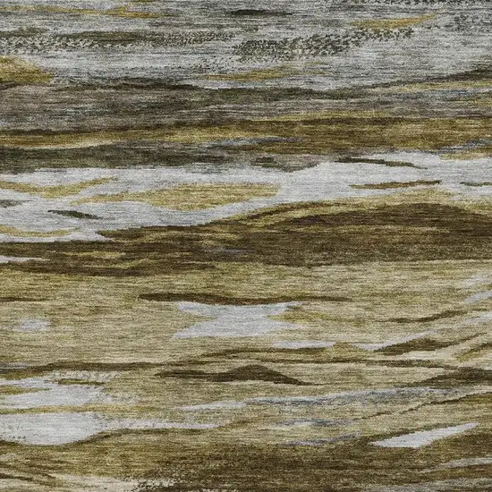 Brown Beige And Taupe Abstract Washable Area Rug With UV Protection Photo 3