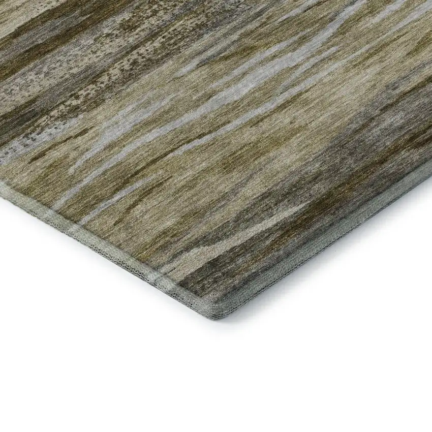 Brown Beige And Taupe Abstract Washable Area Rug With UV Protection Photo 8