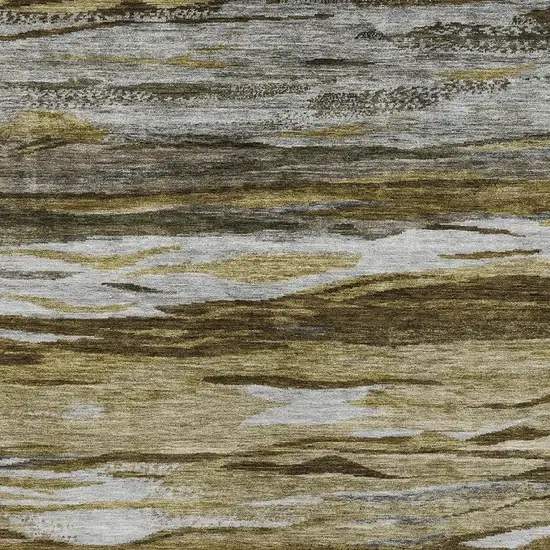 Brown Beige And Taupe Abstract Washable Area Rug With UV Protection Photo 3