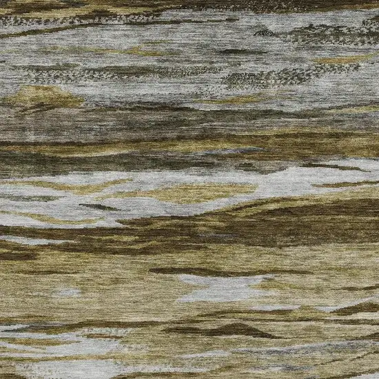 Brown Beige And Taupe Abstract Washable Area Rug With UV Protection Photo 3