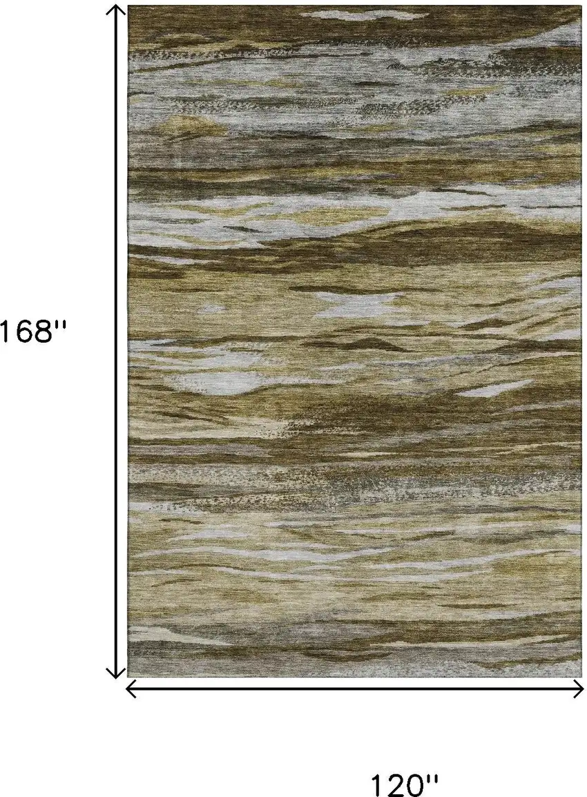 Brown Beige And Taupe Abstract Washable Area Rug With UV Protection Photo 9