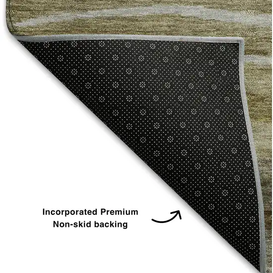 Brown Beige And Taupe Abstract Washable Area Rug With UV Protection Photo 7