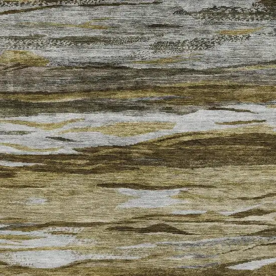 Brown Beige And Taupe Abstract Washable Area Rug With UV Protection Photo 3