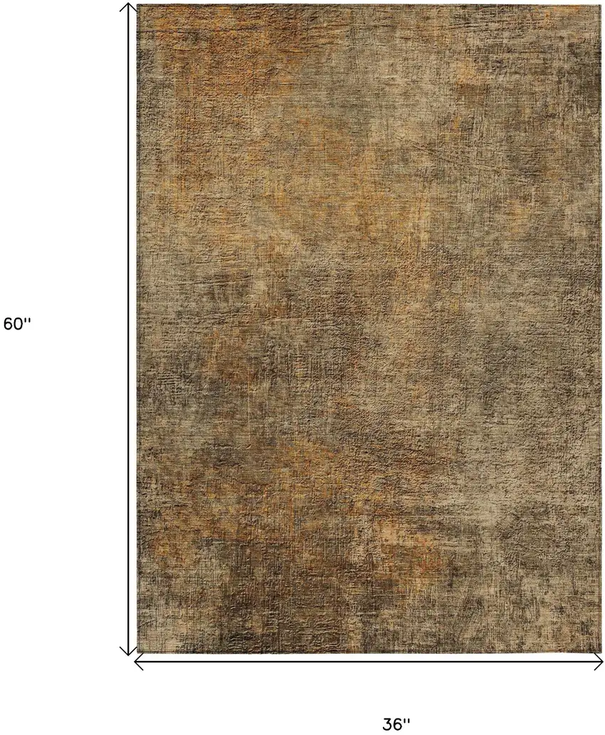 Brown Beige And Taupe Abstract Washable Indoor Outdoor Area Rug Photo 3