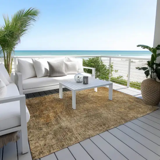 Brown Beige And Taupe Abstract Washable Indoor Outdoor Area Rug Photo 9