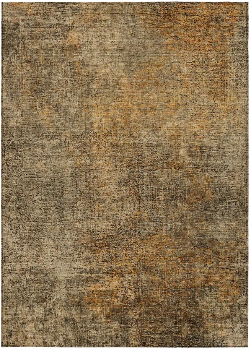 Brown Beige And Taupe Abstract Washable Indoor Outdoor Area Rug Photo 5