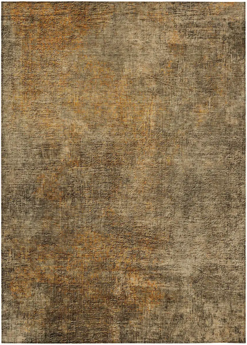 Brown Beige And Taupe Abstract Washable Indoor Outdoor Area Rug Photo 2