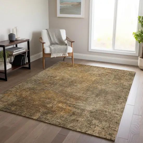 Brown Beige And Taupe Abstract Washable Indoor Outdoor Area Rug Photo 8
