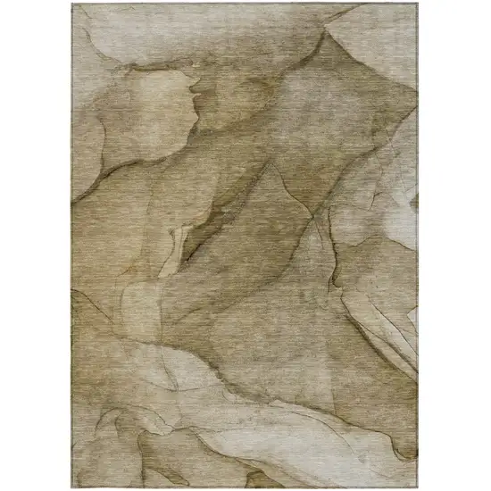 Brown Beige And Taupe Abstract Washable Indoor Outdoor Area Rug Photo 5