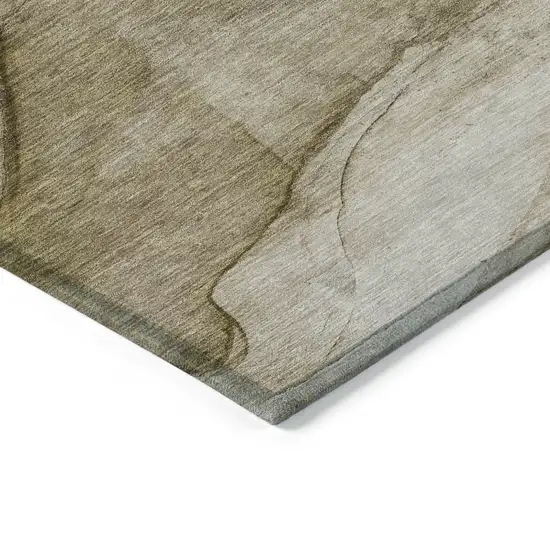 Brown Beige And Taupe Abstract Washable Indoor Outdoor Area Rug Photo 4