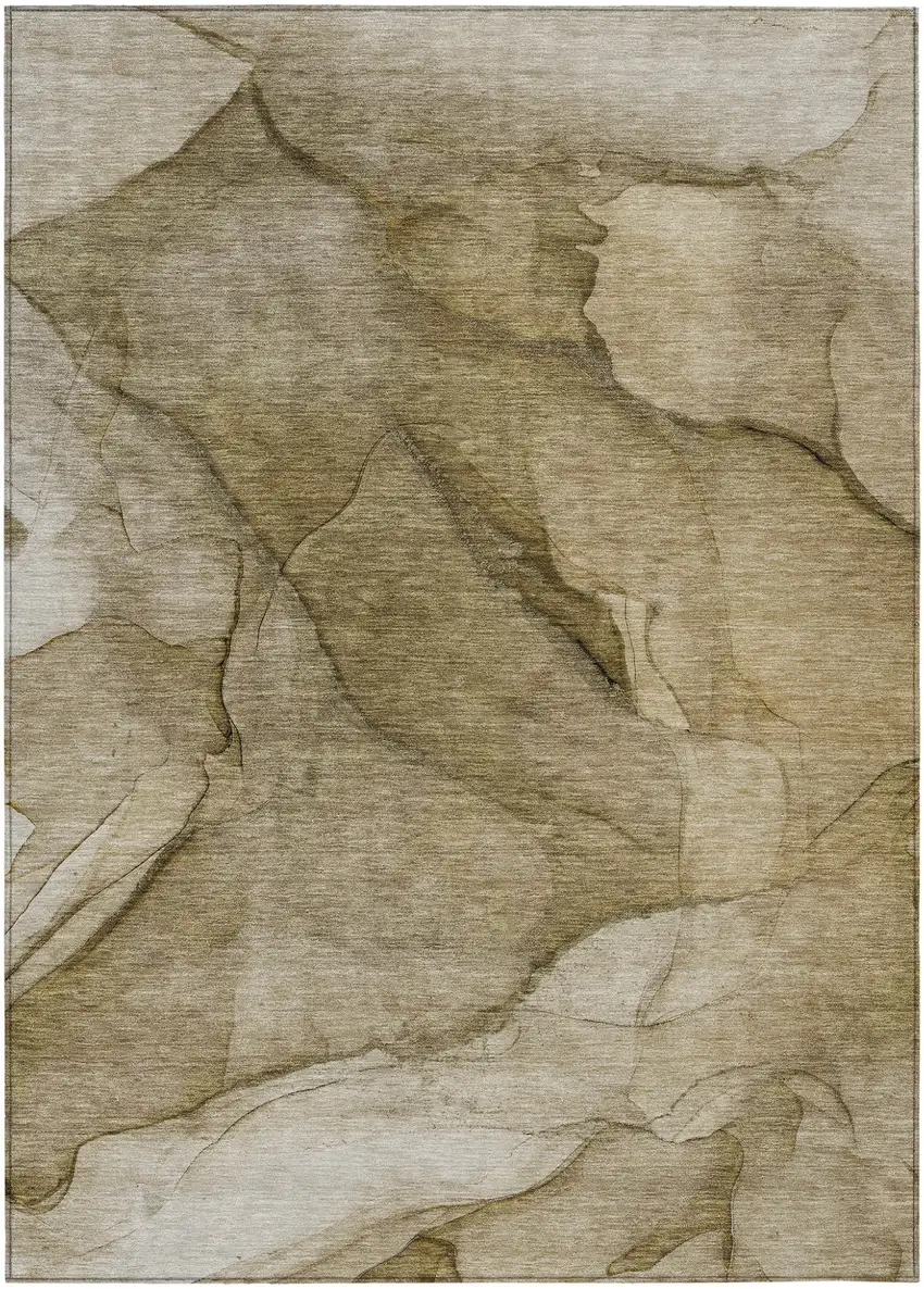 Brown Beige And Taupe Abstract Washable Indoor Outdoor Area Rug Photo 2