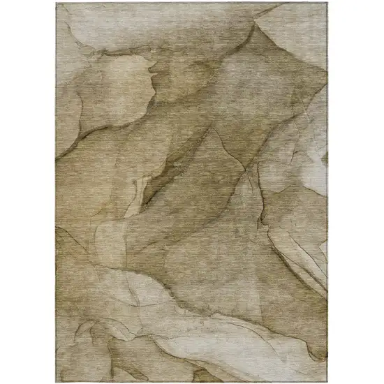 Brown Beige And Taupe Abstract Washable Indoor Outdoor Area Rug Photo 5