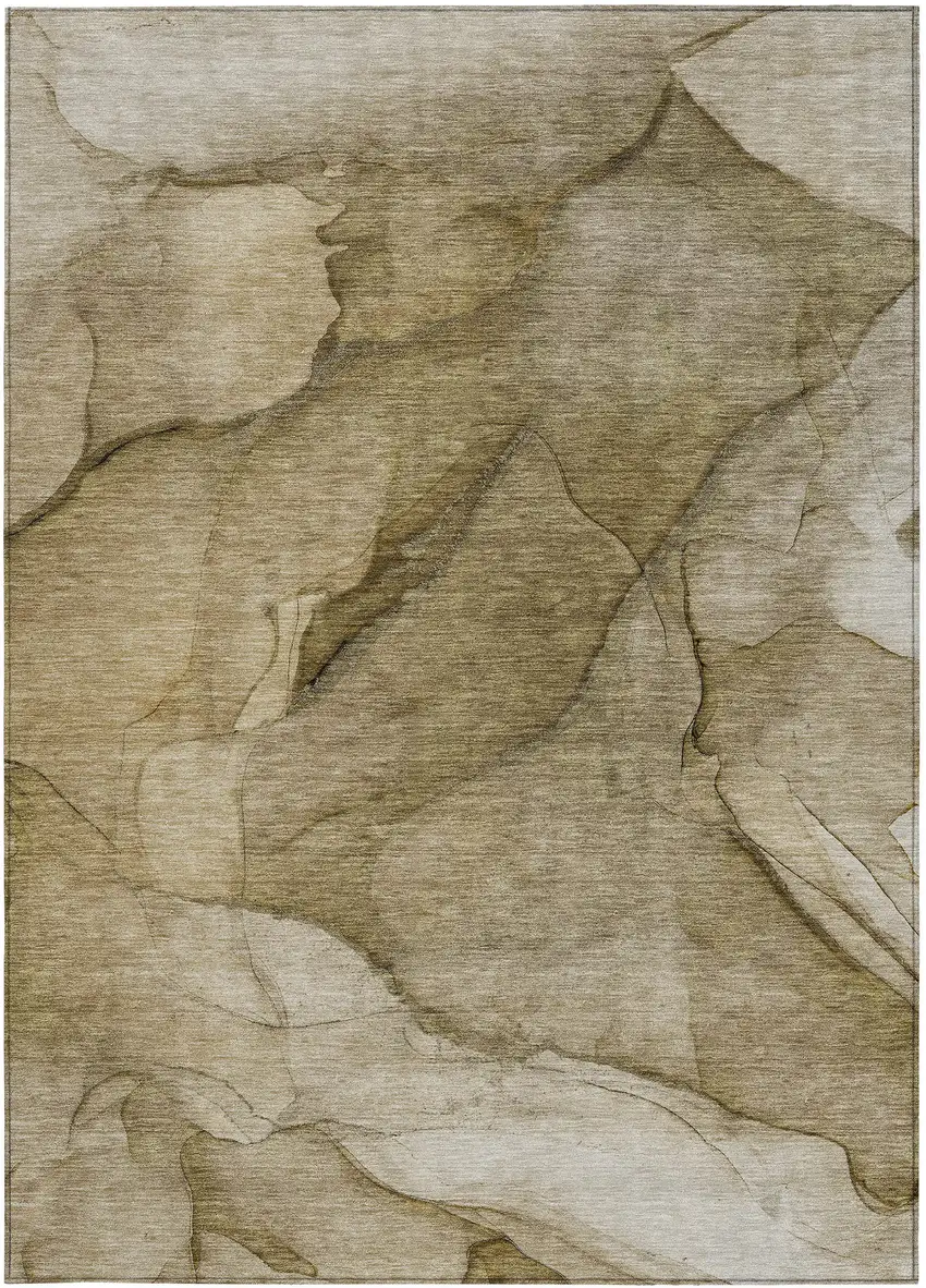 Brown Beige And Taupe Abstract Washable Indoor Outdoor Area Rug Photo 5