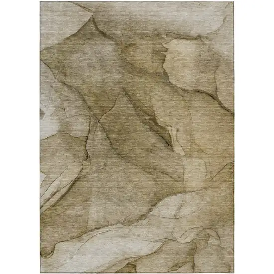 Brown Beige And Taupe Abstract Washable Indoor Outdoor Area Rug Photo 2