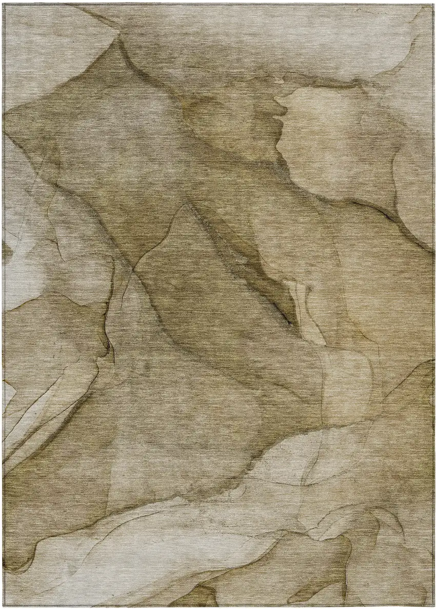 Brown Beige And Taupe Abstract Washable Indoor Outdoor Area Rug Photo 2