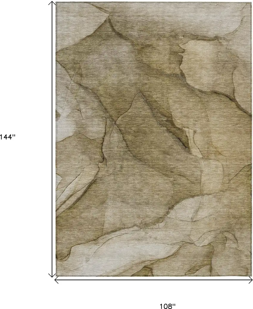 Brown Beige And Taupe Abstract Washable Indoor Outdoor Area Rug Photo 3