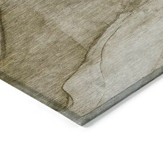 Brown Beige And Taupe Abstract Washable Indoor Outdoor Area Rug Photo 4