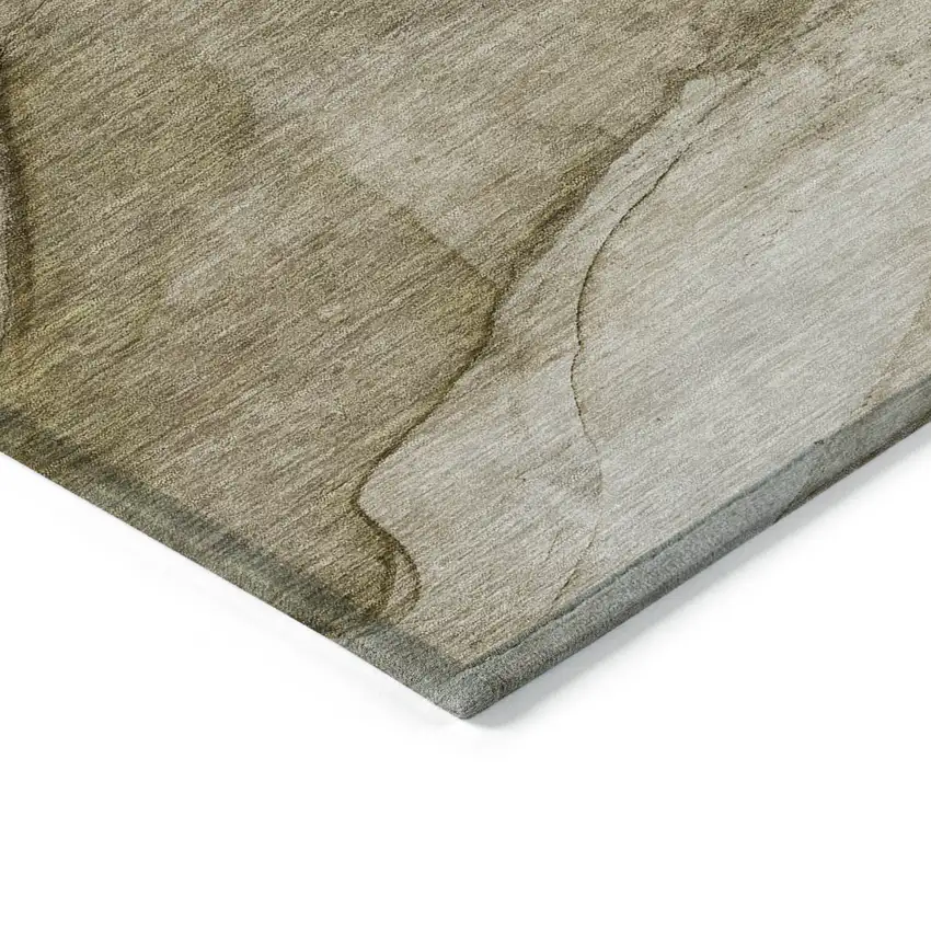 Brown Beige And Taupe Abstract Washable Indoor Outdoor Area Rug Photo 4