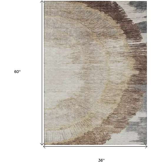 Brown Beige And Taupe Abstract Washable Indoor Outdoor Area Rug Photo 7