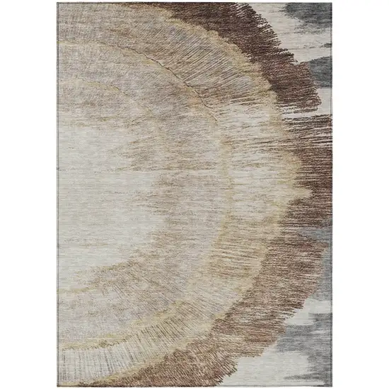 Brown Beige And Taupe Abstract Washable Indoor Outdoor Area Rug Photo 2