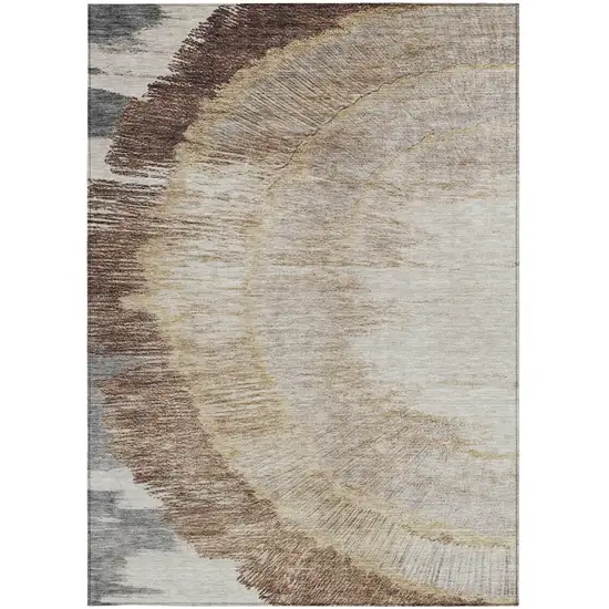 Brown Beige And Taupe Abstract Washable Indoor Outdoor Area Rug Photo 7