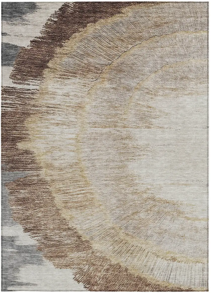 Brown Beige And Taupe Abstract Washable Indoor Outdoor Area Rug Photo 7