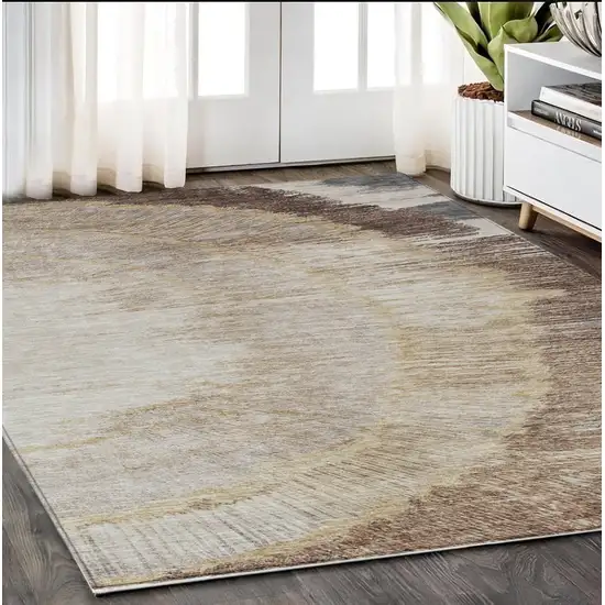 Brown Beige And Taupe Abstract Washable Indoor Outdoor Area Rug Photo 2