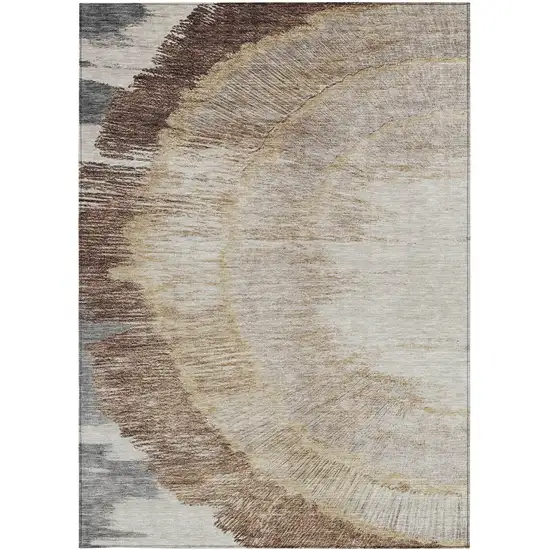 Brown Beige And Taupe Abstract Washable Indoor Outdoor Area Rug Photo 5