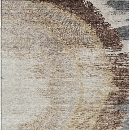 Brown Beige And Taupe Abstract Washable Indoor Outdoor Area Rug Photo 6