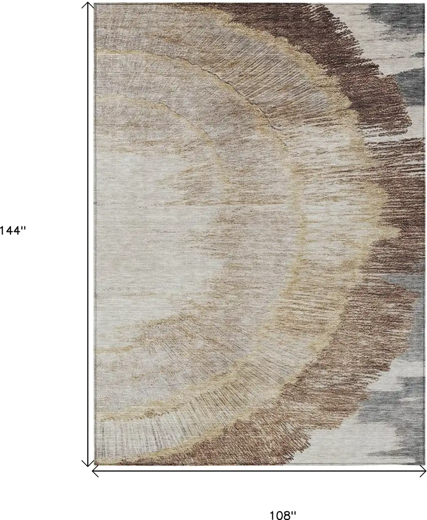 Brown Beige And Taupe Abstract Washable Indoor Outdoor Area Rug Photo 3