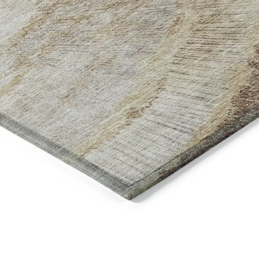 Brown Beige And Taupe Abstract Washable Indoor Outdoor Area Rug Photo 4