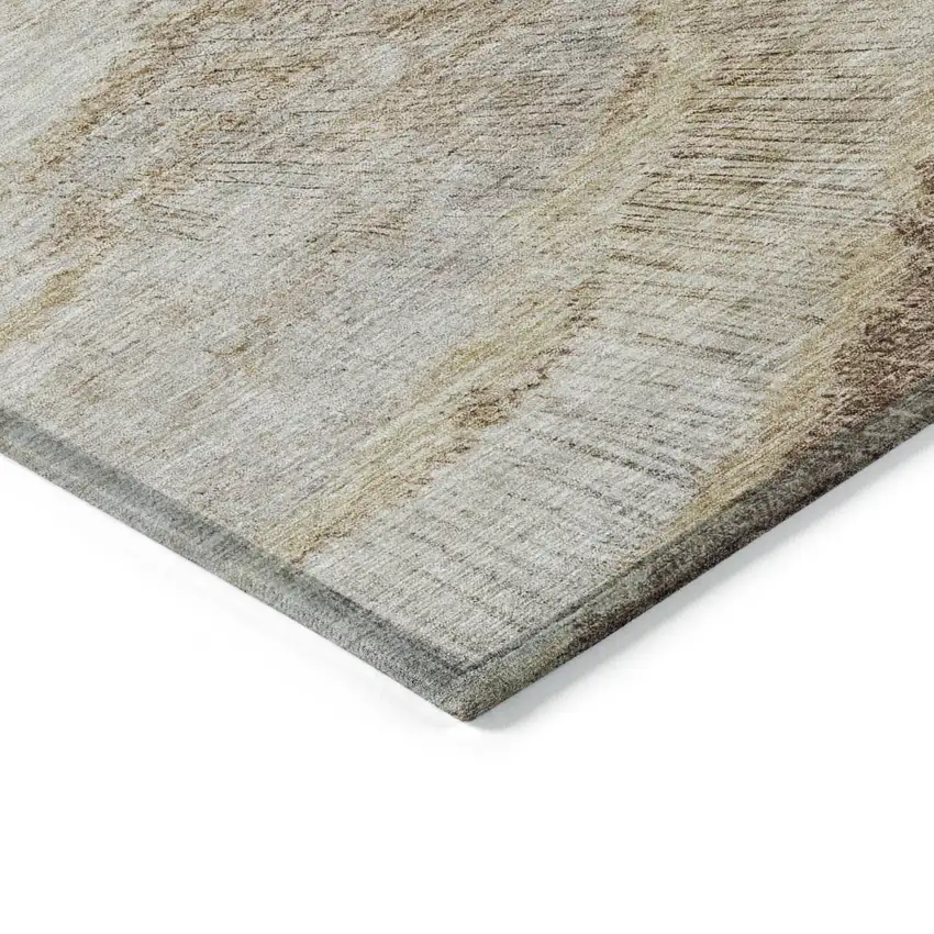 Brown Beige And Taupe Abstract Washable Indoor Outdoor Area Rug Photo 4
