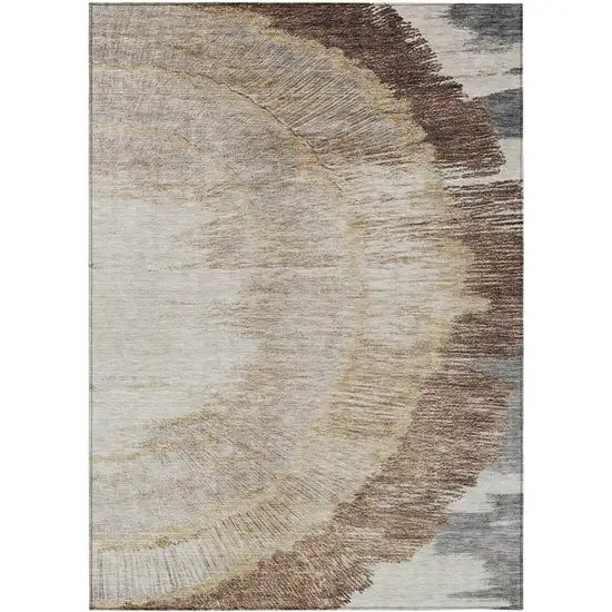 Brown Beige And Taupe Abstract Washable Indoor Outdoor Area Rug Photo 2