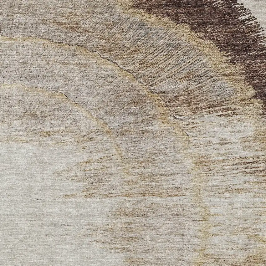 Brown Beige And Taupe Abstract Washable Indoor Outdoor Area Rug Photo 5