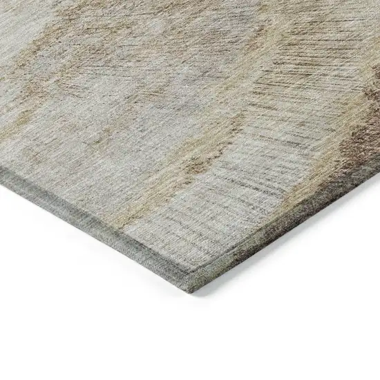 Brown Beige And Taupe Abstract Washable Indoor Outdoor Area Rug Photo 4